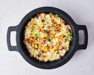 Risotto de pêra e gorgonzola. Uma cremosa receita de origem italiana.