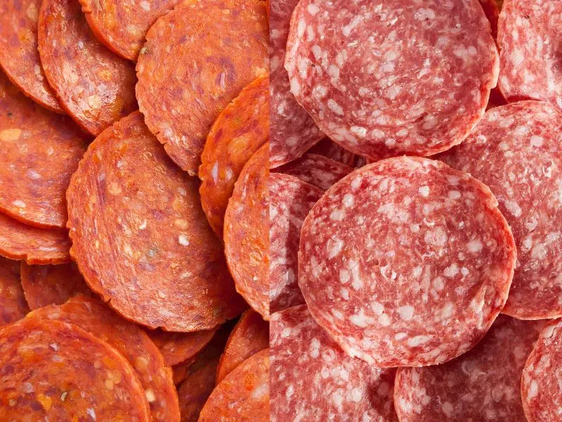 Qual é a diferença entre salame e pepperoni?