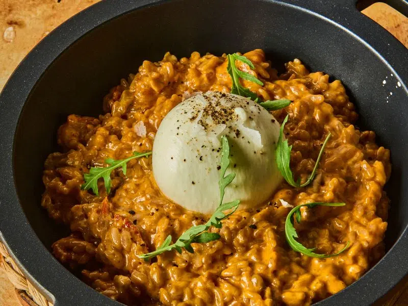 Risotto de nduja e burrata italiana: receita original